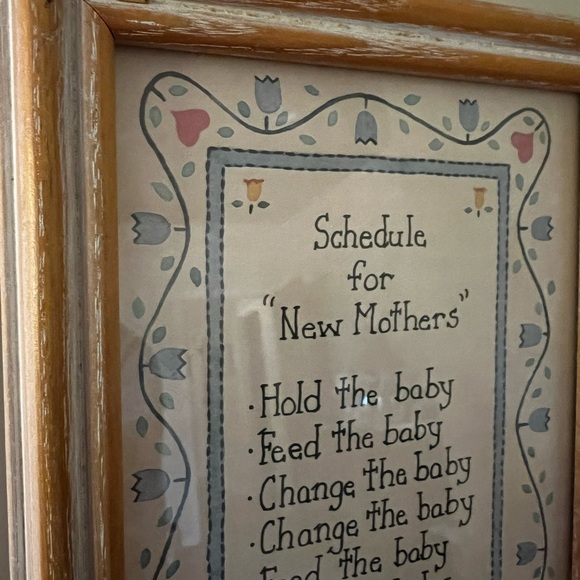 Vintage Wood Framed New Mothers Schedule Wall Art - Picture 8 of 16